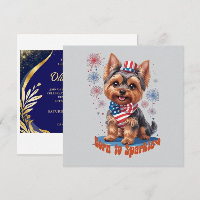 Né à Sparkle - Jolie invitation de 4 juillet (Devant / Derrière)