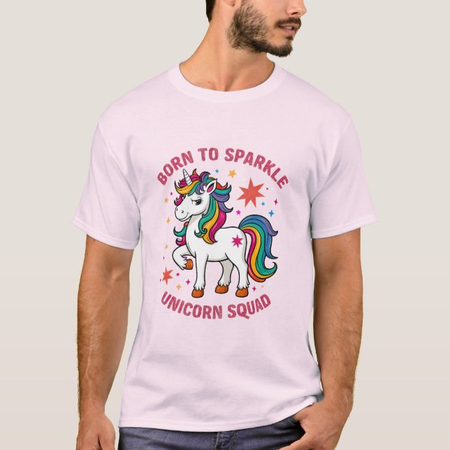 Né à Sparkle - T-shirt de l'équipe Unicorn (Devant)