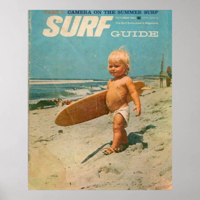 Né Au Surf | Poster de surf Vintage mignon (Devant)
