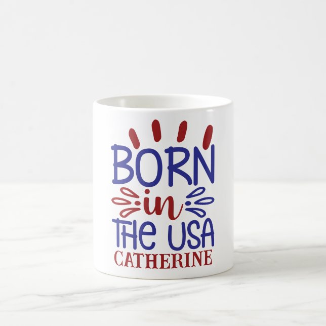 Né Aux États-Unis Personnalisé Café Mug (Centre)