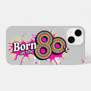 "Né dans les années 80" coque iphone pop gris rose