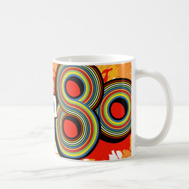 "Né dans les années 80" logo orange mug rétro (Droite)