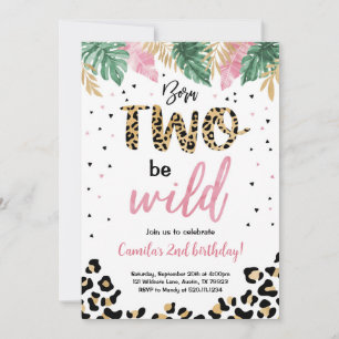 Né Deux Être Wild Anniversaire Leopard Invitation
