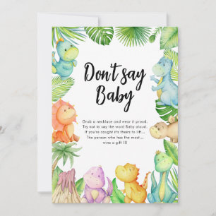 Ne dites pas bébé Dinosaur Baby shower Carte de je