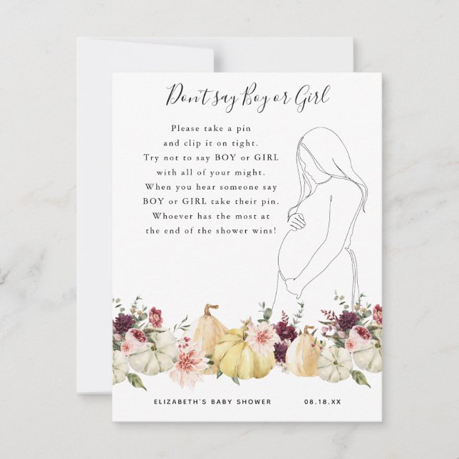 Ne dites pas garçon ou fille | Jeu de Baby Shower (Devant)