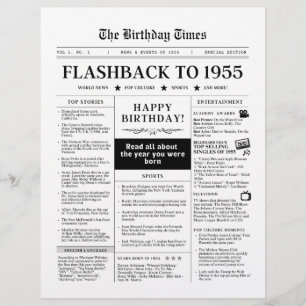 Né en 1955 Faux journal noir et blanc