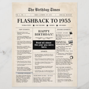Né en 1955 Faux Journal pour 70e anniversaire