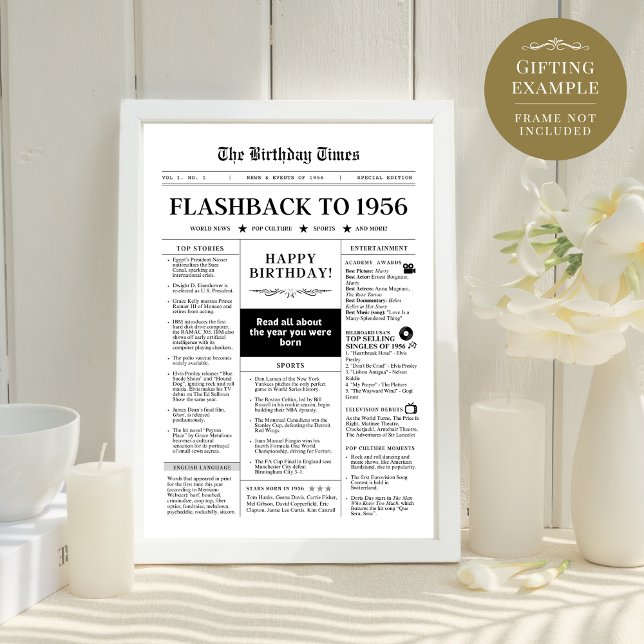 Né en 1956 Fun Black and White Newspaper (Créateur téléchargé)