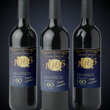 Né en 1965 60e anniversaire étiquette bouteille de