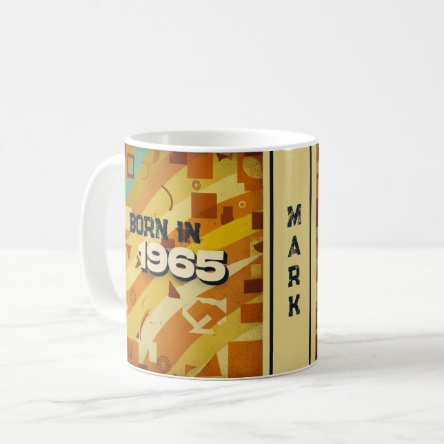 Né en 1965 Nom Mug - 60s Retro Geometry Design (Devant gauche)
