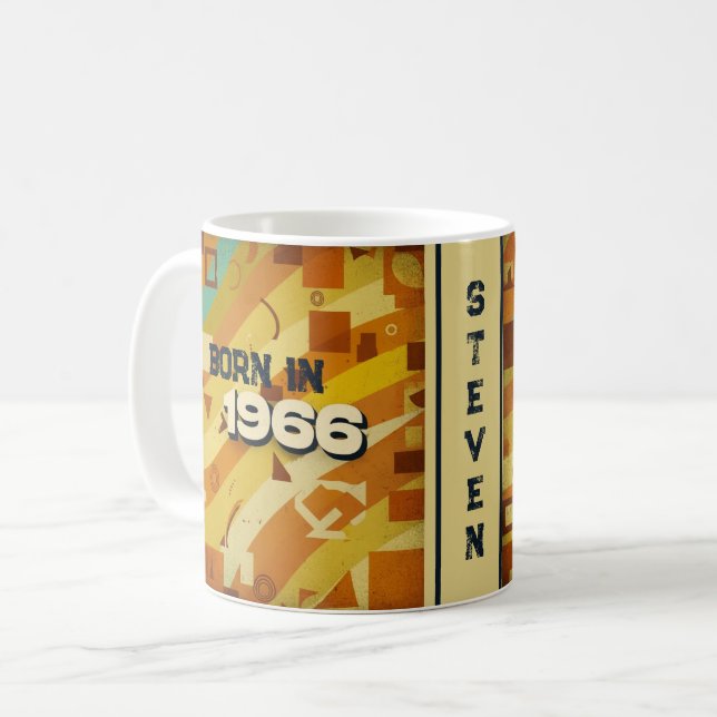 Né en 1966 Nom Mug - 60s Retro Geometry Design (Devant gauche)