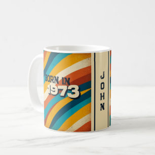 Né en 1973 Mug personnalisé - les années 70 bandes