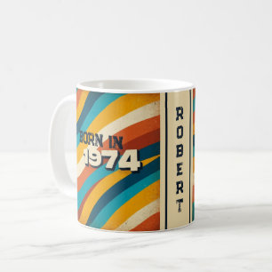 Né en 1974 Mug personnalisé - les années 70 bandes