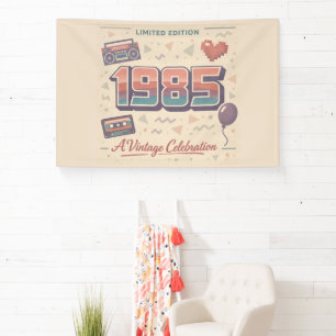 Né en 1985 Bannière Vintage Carte Plate Rétro