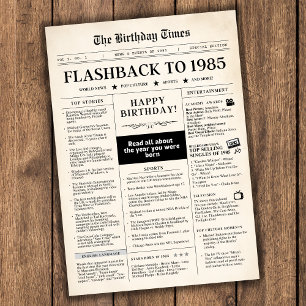 Né en 1985 Faux journal 40e anniversaire