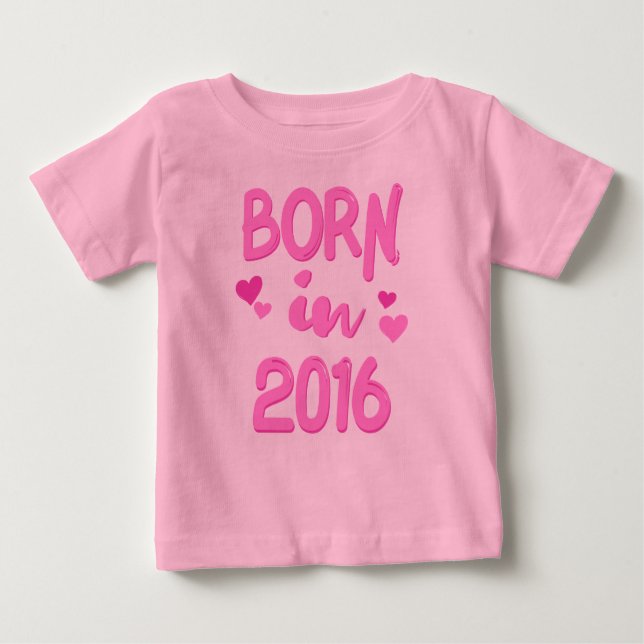 Né en 2016 T-shirt fille bébé (Devant)