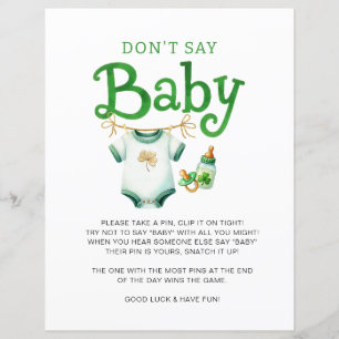 Ne pas dire Baby Irish Baby shower Jeu Signe