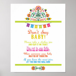 Ne pas dire Baby shower Jeux Poster Fiesta