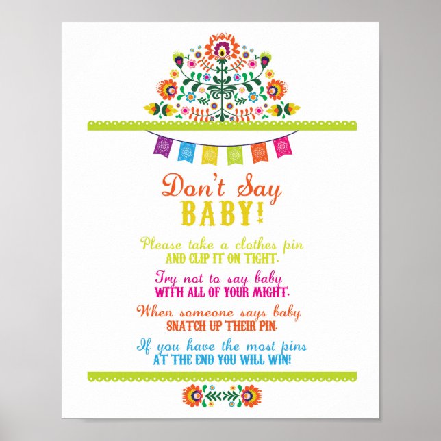 Ne pas dire Baby shower Jeux Poster Fiesta (Devant)