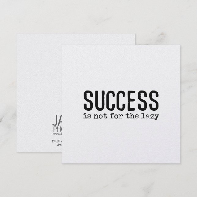 NE PAS ÊTRE LAZY 5.25 x 5.25 carte (Devant / Derrière)