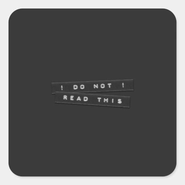 Ne Pas Lire Ce Stickers Noir Étiquette Embossé (Devant)