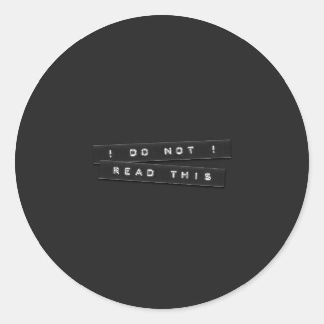 Ne Pas Lire Ce Stickers Noir Étiquette Embossé (Devant)