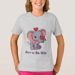 Né pour être sauvage T-shirt éléphant pour enfan