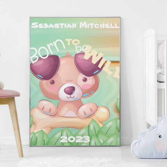 Né pour être Wild Kids Room Poster avec nom et ann (Créateur téléchargé)