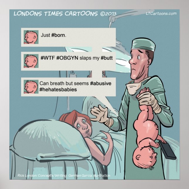 Né Pour Tweeter Drôle Poster De Dessin Sur Twitter (Devant)