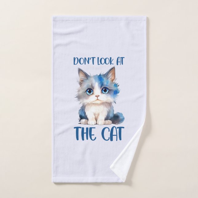 Ne regardez pas le chat - adorable chaton bleu (Serviette à main)