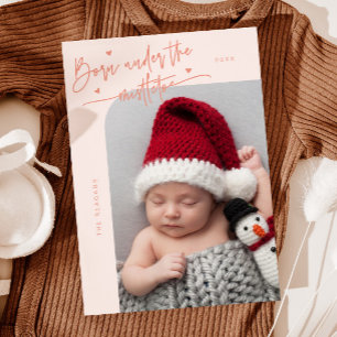 Né Sous Le Faire-part de naissance Mistletoe Peach