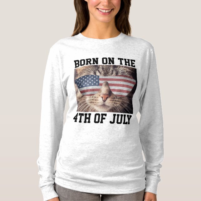 NÉ SUR 4 JUILLET CHAT T-SHIRTS (Devant)