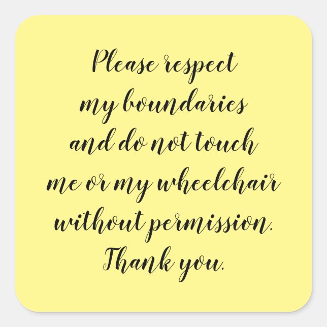 Ne Touchez pas Sticker en fauteuil roulant (Devant)