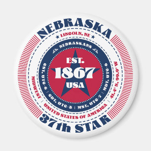 Nebraska Circle Typographie Souvenir Magnet