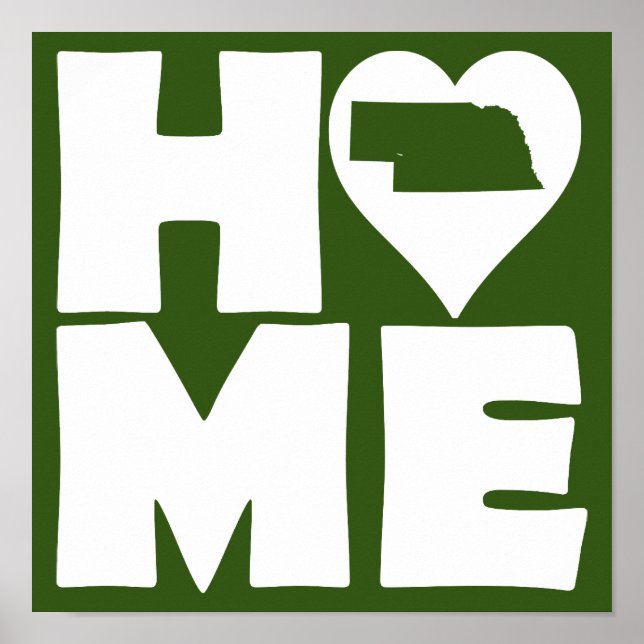 Nebraska Home Heart State Poster Sign (Devant)