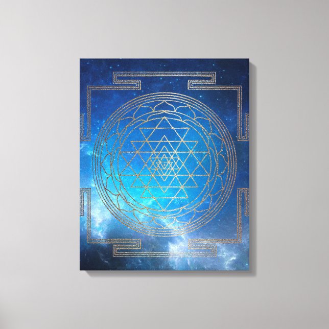 Nebula Bleue Sri Yantra - Toile Enveloppée (Recto)