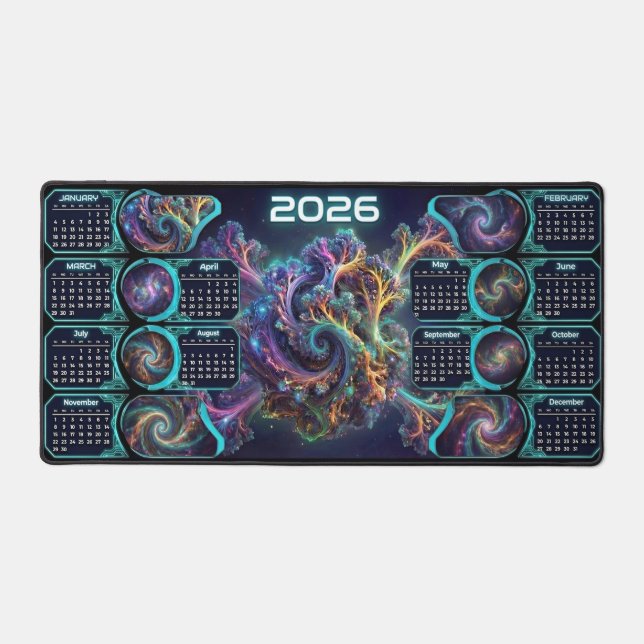 Nebula Nexus Command Mat – 2026 Galaxy Calendar  (Recto)