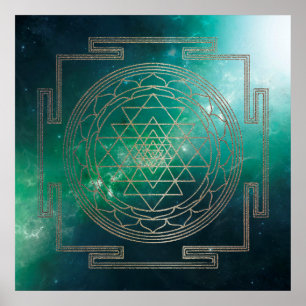 Nebula verte Sri Yantra - Affiche