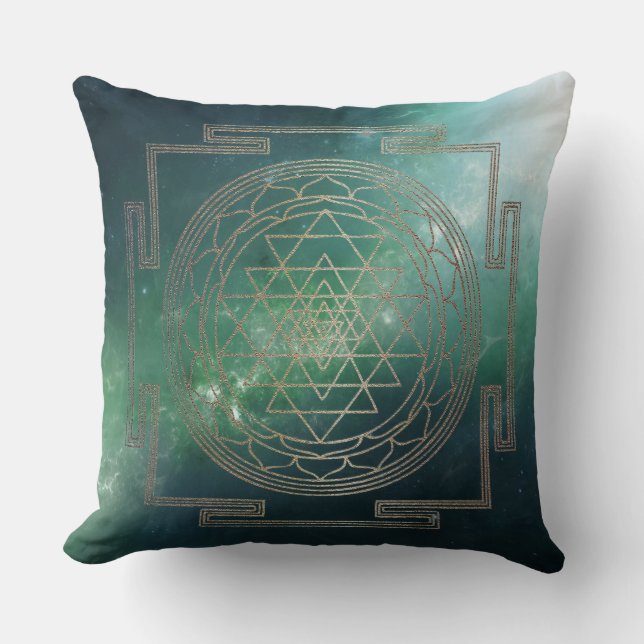 Nebula verte Sri Yantra - Coussin (Recto)