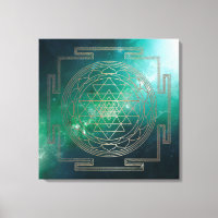 Nebula verte Sri Yantra - Toile enveloppée