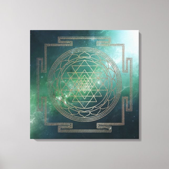 Nebula verte Sri Yantra - Toile enveloppée (Recto)