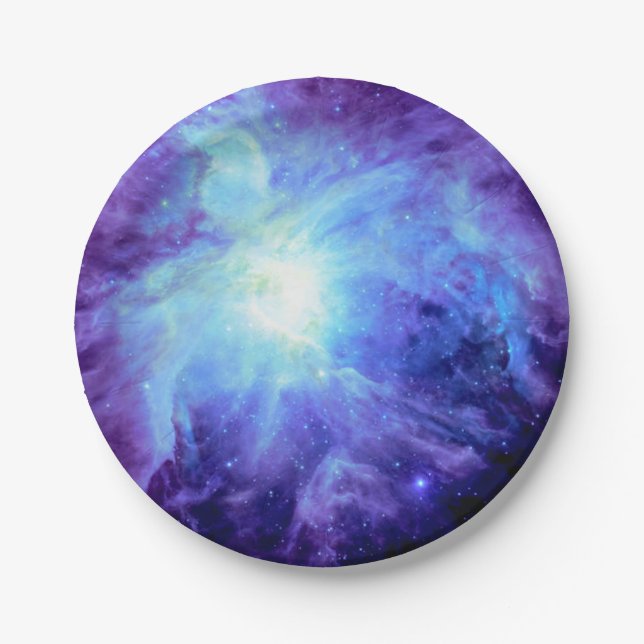 Nébuleuse d'Orion Assiettes en Papier Galaxie Bleu (Devant)