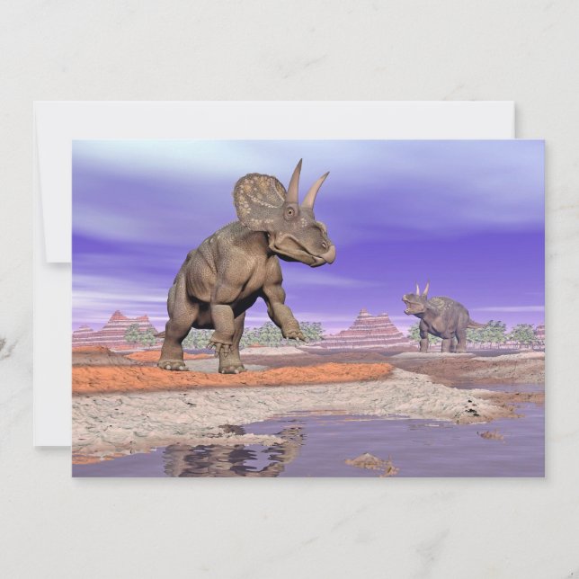 Nedoceratops/dicératops dinosaures dans la nature (Devant)