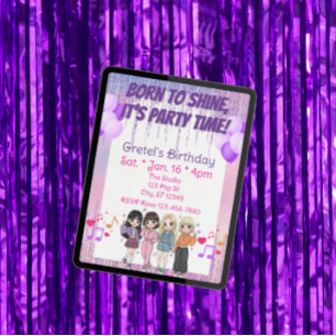 Née pour briller, fête, invitation d'anniversaire 