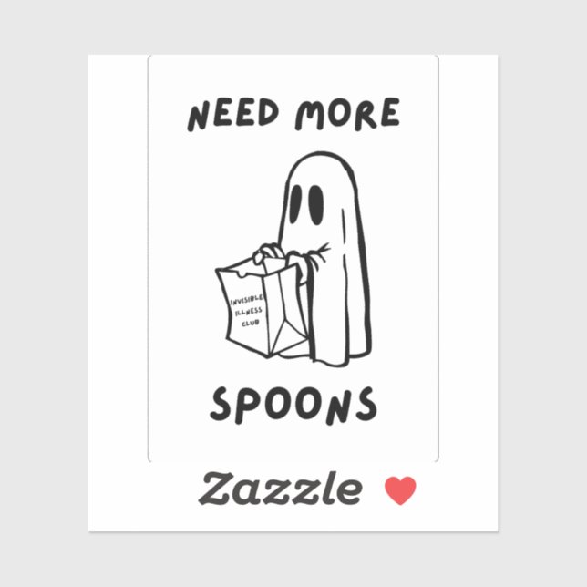 'Need More Spoons' Funny Spoonie Community Sticker (Feuille)