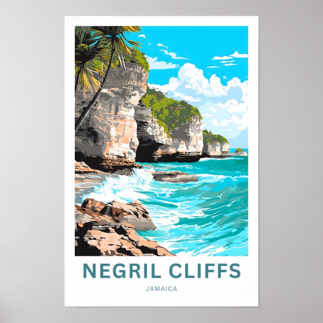 Negril Cliffs Jamaica Travel Poster (Devant)
