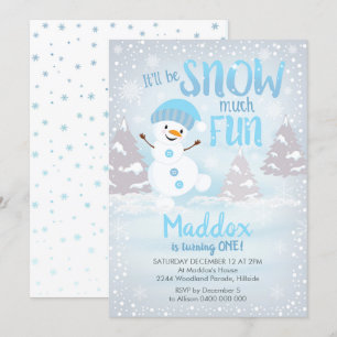 Neige beaucoup amusant 1er anniversaire Invitation