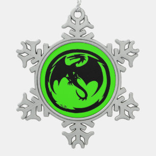 Neige Black Dragon Vert épluche ornement de flocon de ne