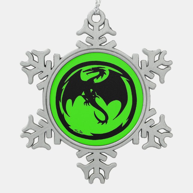 Neige Black Dragon Vert épluche ornement de flocon de ne (Devant)