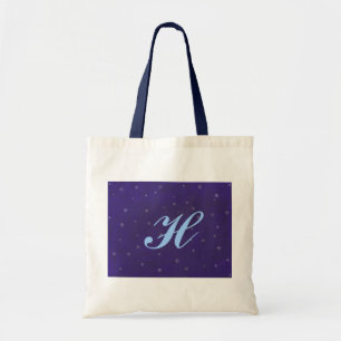 Neige blanche, bleu, sacs fourre-tout à monogramme